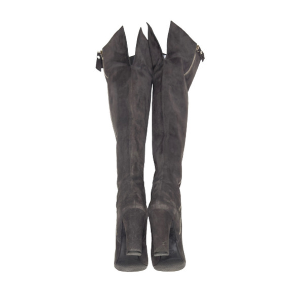 Stuart Weitzman Dark Gray Suede Over The Knee Thigh High Heeled Boots US 7 - Picture 7 of 13